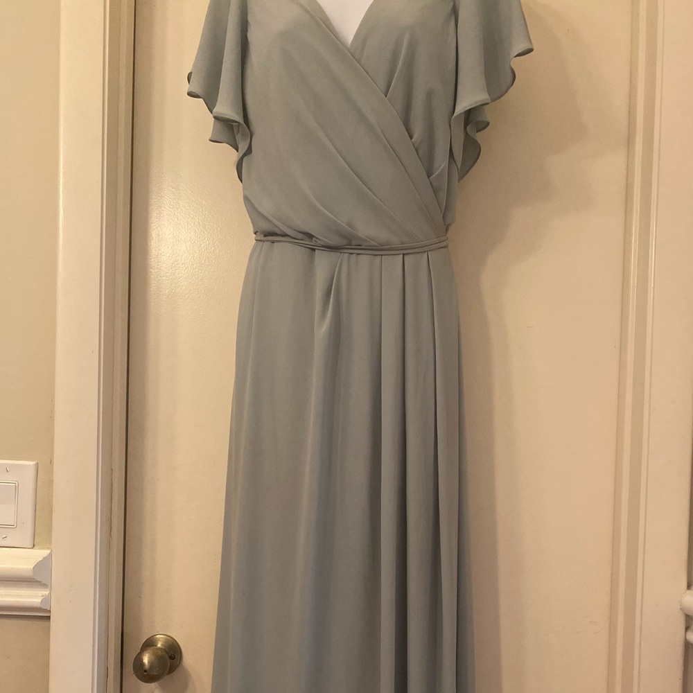 Bridesmaid dress. David’s Bridal. Sage Green.